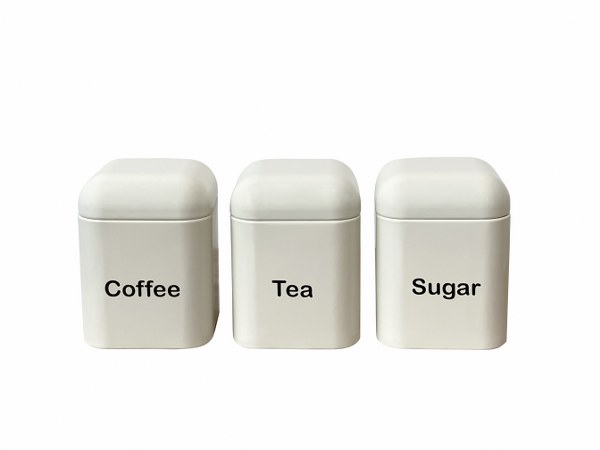 CRYSPO TRIO Βάζο Κουζίνας Σετ 3τμχ Coffee-Sugar-Tea Μεταλλικό 11,5εκ. Habit Ivory Cryspo Trio 18.002.03 (Υλικό: Μεταλλικό, Χρώμα: Ιβουάρ) - CRYSPO TRIO - 18.002.03